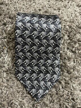 Stafford Men’s Geometric Tie Black Gray Pattern Modern Classic Necktie